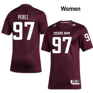#97 Alessandro Perez Aggies Maroon Women's Jerseys Replica College Football 921525-915