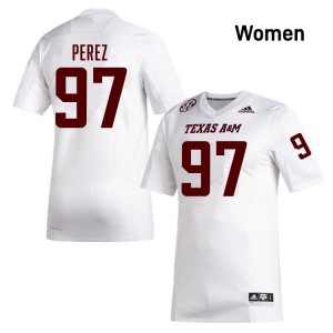 #97 Alessandro Perez Aggies White Womens Jersey 2025 College Football 489068-935