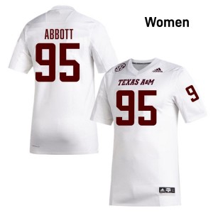 #95 Alex Abbott TAMU White Women's Jerseys NCAA College Football 162473-654