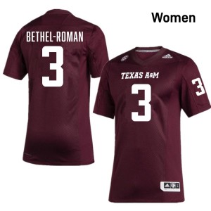 #3 Ashton Bethel-Roman Texas A&M Maroon Women's Jersey NCAA College Football 314976-396