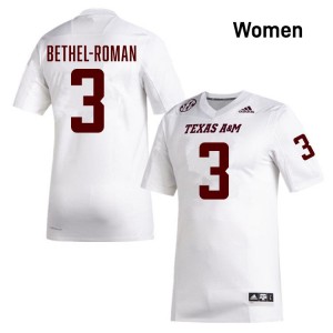 #3 Ashton Bethel-Roman TAMU White Womens Jersey NCAA College Football 807476-989