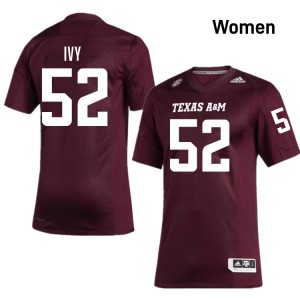 #52 Blake Ivy Texas A&M University Maroon Women's Jersey University College Football 911680-103