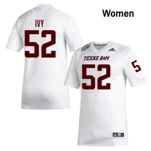#52 Blake Ivy Aggies White Womens Jersey Game College Football 168642-291