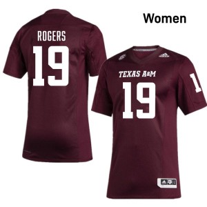 #19 Bravion Rogers Texas A&M Maroon Women Jersey Official College Football 925454-919
