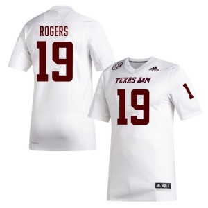 #19 Bravion Rogers TAMU White Men's Jerseys Embroidery College Football 708276-400