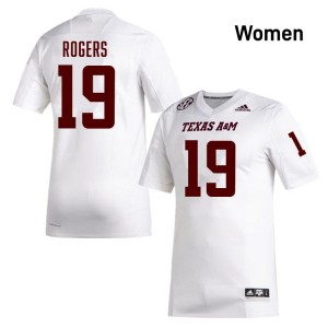 #19 Bravion Rogers Texas A&M Aggies White Womens Jersey Alumni College Football 917535-355