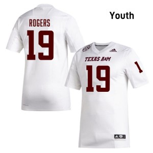 #19 Bravion Rogers Texas A&M Aggies White Youth Jersey Alumni College Football 901414-980