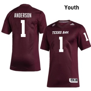 #1 Bryce Anderson Texas A&M University Maroon Youth Jersey Stitched College Football 109687-829
