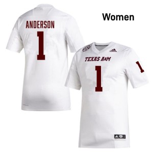 #1 Bryce Anderson Aggies White Women's Jerseys NCAA College Football 411081-860