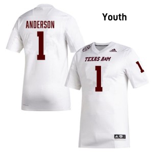 #1 Bryce Anderson Texas A&M Aggies White Youth Jersey NCAA College Football 231236-272