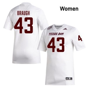 #43 Carter Braugh Texas A&M University White Women's Jerseys 2025 College Football 387495-969