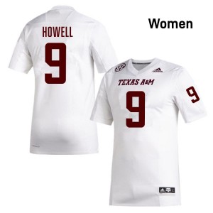#9 Cashius Howell TAMU White Women Jerseys Stitched College Football 287499-815