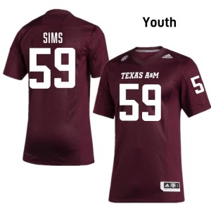 #59 Chace Sims Aggies Maroon Youth Jerseys Official College Football 244457-749