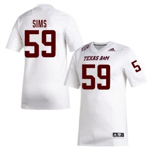 #59 Chace Sims TAMU White Men's Jerseys Player College Football 596510-144
