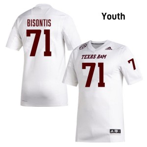 #71 Chase Bisontis Aggies White Youth Jerseys Limited College Football 190201-236