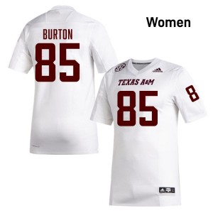 #85 Chase Burton Texas A&M Aggies White Women's Jerseys Official College Football 242271-659