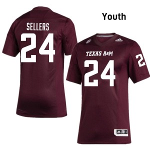 #24 Cobey Sellers Aggies Maroon Youth Jerseys Alumni College Football 958132-561