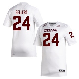 #24 Cobey Sellers Texas A&M University White Men's Jersey Player College Football 979701-483