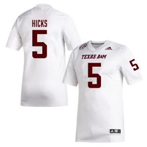 #5 DJ Hicks Texas A&M White Mens Jerseys Replica College Football 272056-109