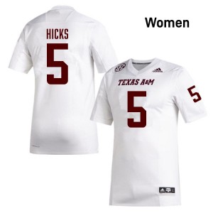 #5 DJ Hicks Texas A&M White Womens Jersey High School College Football 593487-479