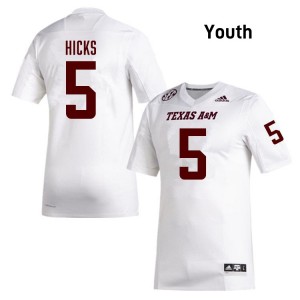 #5 DJ Hicks Texas A&M University White Youth Jerseys High School College Football 939692-788