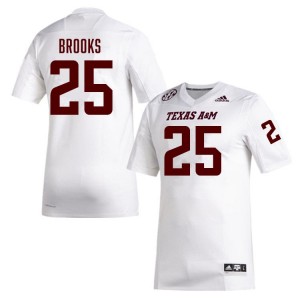#25 Dalton Brooks Texas A&M Aggies White Men Jersey Game College Football 936899-511
