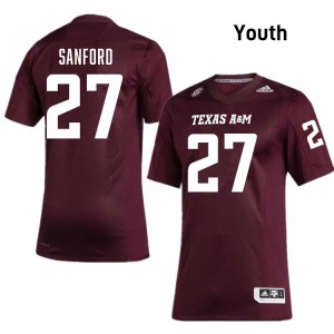 #27 Daymion Sanford Texas A&M University Maroon Youth Jersey 2025-26 College Football 312810-177