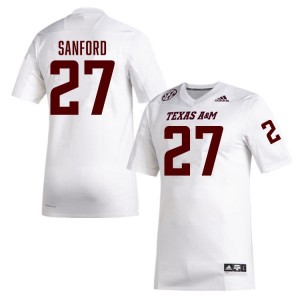 #27 Daymion Sanford TAMU White Men Jerseys Stitched College Football 478524-629
