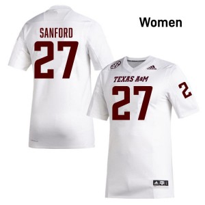 #27 Daymion Sanford Texas A&M Aggies White Women's Jersey Game College Football 112051-605