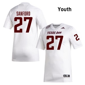 #27 Daymion Sanford Aggies White Youth Jerseys Player College Football 355585-356