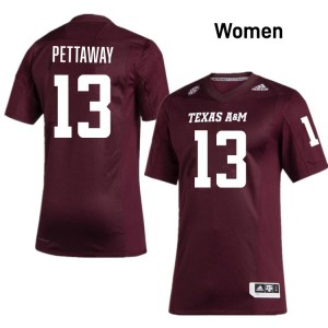 #13 Deyjhon Pettaway Texas A&M University Maroon Women's Jersey Player College Football 779025-110