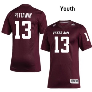 #13 Deyjhon Pettaway Texas A&M Maroon Youth Jerseys Stitched College Football 415921-612