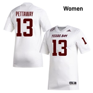 #13 Deyjhon Pettaway Texas A&M White Womens Jerseys High School College Football 909465-521