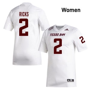 #2 Dezz Ricks Texas A&M Aggies White Women Jersey Game College Football 711574-440