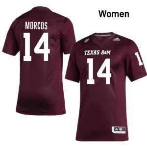 #14 Eli Morcos Aggies Maroon Womens Jerseys Embroidery College Football 215306-294