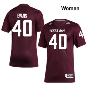 #40 Gray Evans TAMU Maroon Women's Jersey University College Football 515999-719