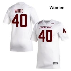 #40 Gray Evans Texas A&M University White Womens Jerseys Alumni College Football 862487-121