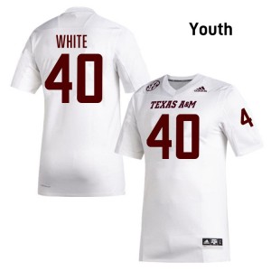 #40 Gray Evans Texas A&M Aggies White Youth Jerseys NCAA College Football 113221-478