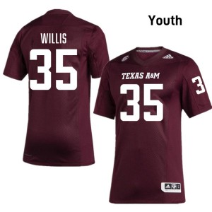 #35 Isaiah Willis TAMU Maroon Youth Jersey High School College Football 975899-494