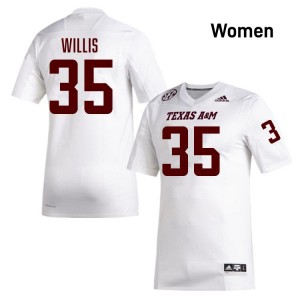 #35 Isaiah Willis Aggies White Women Jerseys Game College Football 994604-462