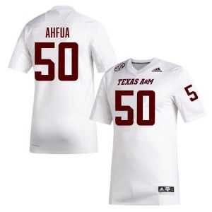 #50 Isendre Ahfua Aggies White Mens Jerseys Player College Football 287504-506