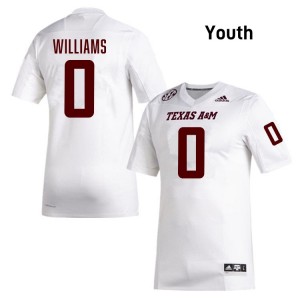 #0 Izaiah Williams Texas A&M University White Youth Jersey Player College Football 444423-494