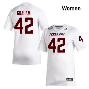 #42 Jackson Graham Aggies White Women's Jersey NCAA College Football 859733-161