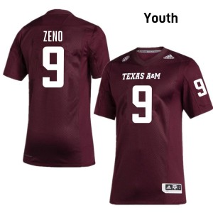 #9 Jacob Zeno Texas A&M Aggies Maroon Youth Jersey Limited College Football 701092-349