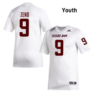#9 Jacob Zeno TAMU White Youth Jerseys High School College Football 355566-202