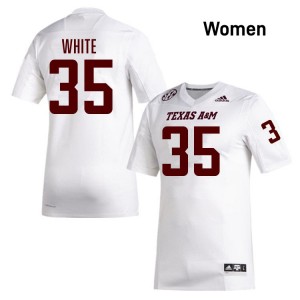 #35 Jared White Texas A&M Aggies White Women Jerseys Embroidery College Football 817450-223