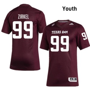 #99 Jared Zirkel TAMU Maroon Youth Jersey Stitched College Football 817321-542