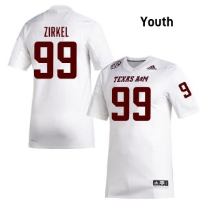 #99 Jared Zirkel TAMU White Youth Jersey Embroidery College Football 190943-243