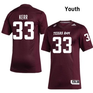 #33 Jarred Kerr TAMU Maroon Youth Jersey Embroidery College Football 834461-133