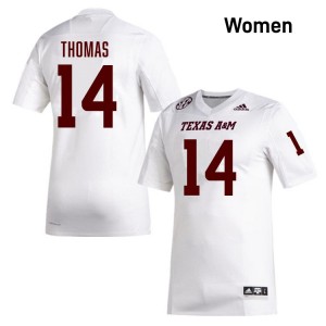 #14 Jayvon Thomas Texas A&M White Women Jersey Stitched College Football 383234-155